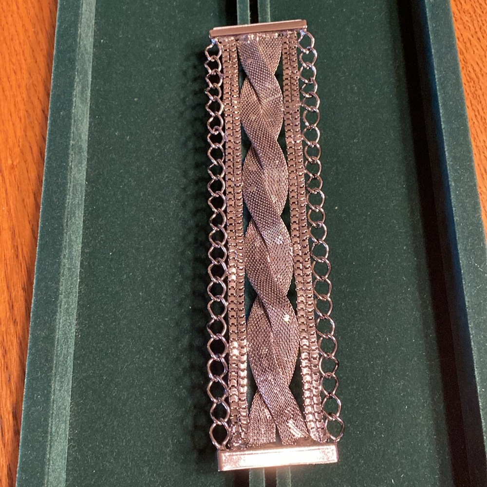 Chunky Silver Tone Crystal Multi-Row Bracelet - Picture 7 of 16
